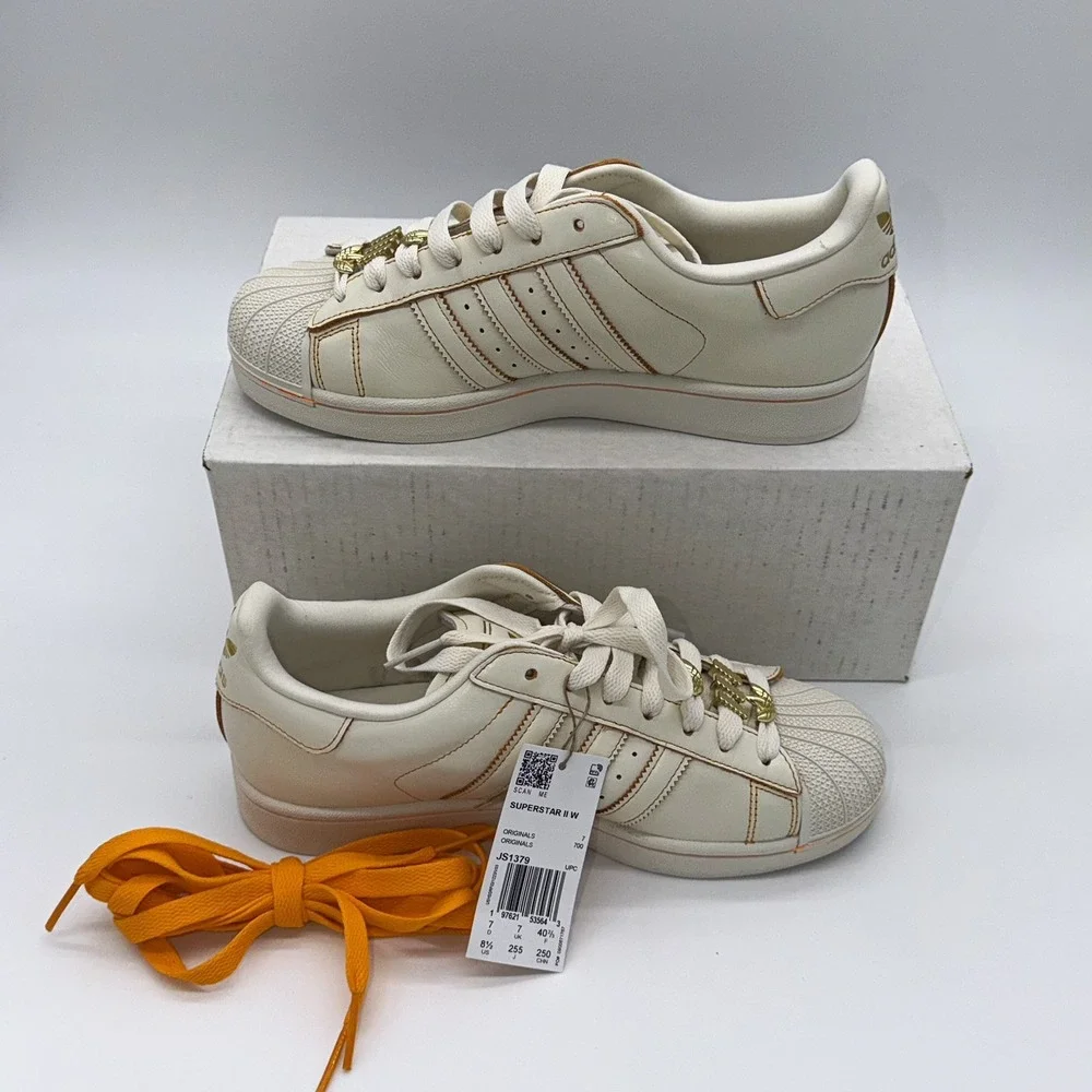 Adidas Women's Superstar II W Shoes JS1379 Size 8.5 Off White Gold Metallic NWT
